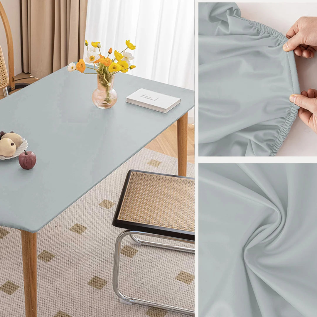 Mantel de Cuero Elástico Ajustable Impermeable y Antimanchas | Cubierta Protectora de Mesa "Full Package" Lavable | Mantel de Piel Sintética para Comedor y Mesa de Café