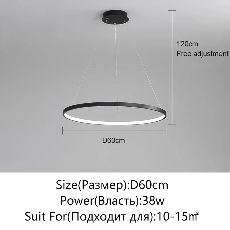 Lámpara Colgante LED Moderna de Diseño Circular | Lámpara de Techo Minimalista para Salón y Comedor - Casarae