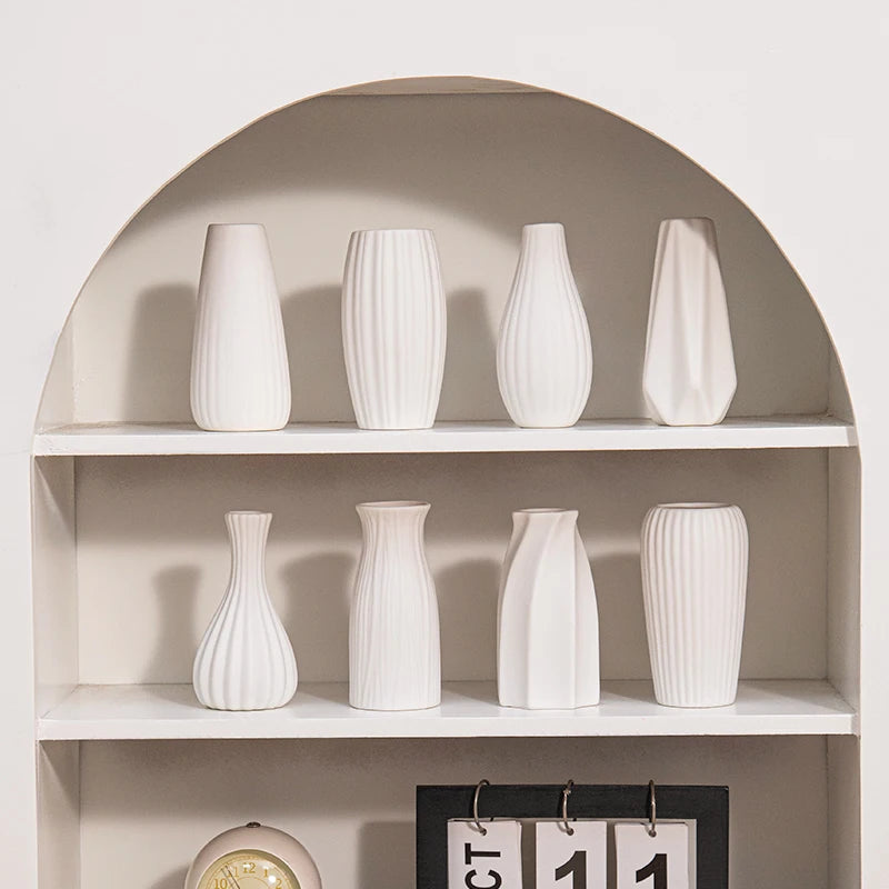 Jarrón decorativo de cerámica blanca estilo nórdico