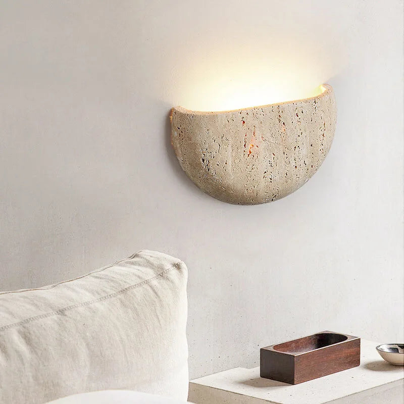 Lámpara de Pared Wabi-Sabi de Piedra | Aplique Retro Orgánico | Diseño Japonés - Casarae