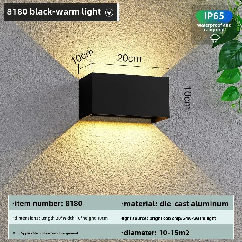 Aplique de Pared LED (Aluminio IP65) - Lámpara Impermeable 12W/24W para Interior, Exterior y Escaleras