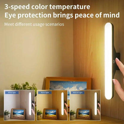 Lámpara LED Táctil Magnética (30CM) - Luz de Espejo Recargable USB con 3 Colores y Brillo Ajustable