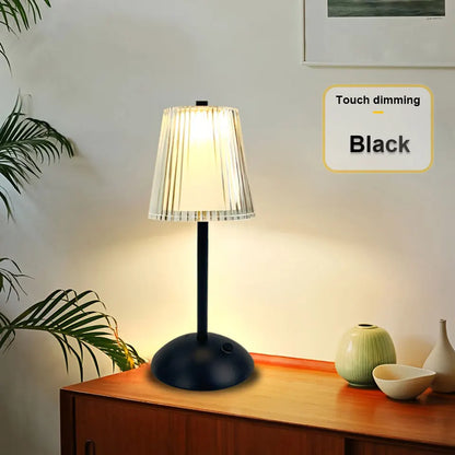 Lámpara de Mesa LED Táctil Estilo Nórdico - Luz de Noche Inalámbrica Recargable con 3 Tonos y Brillo Regulable