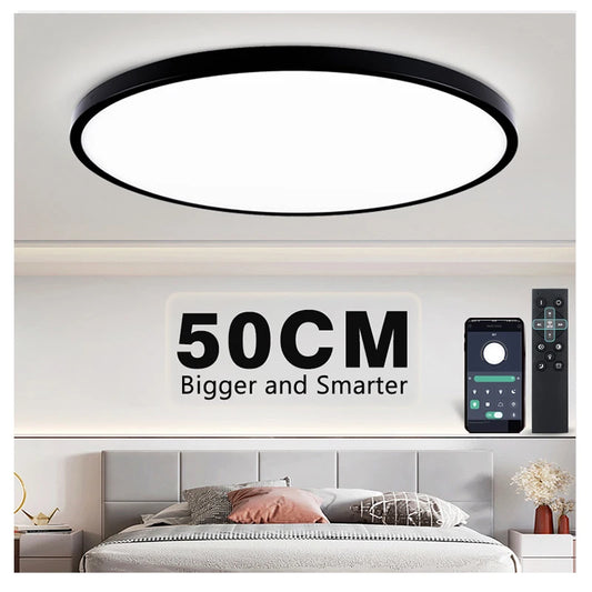 Lámpara de Techo LED Inteligente de 50cm y 48W | Control por APP y Mando a Distancia Regulable | Plafón Moderno para Dormitorio y Salón 110/220V
