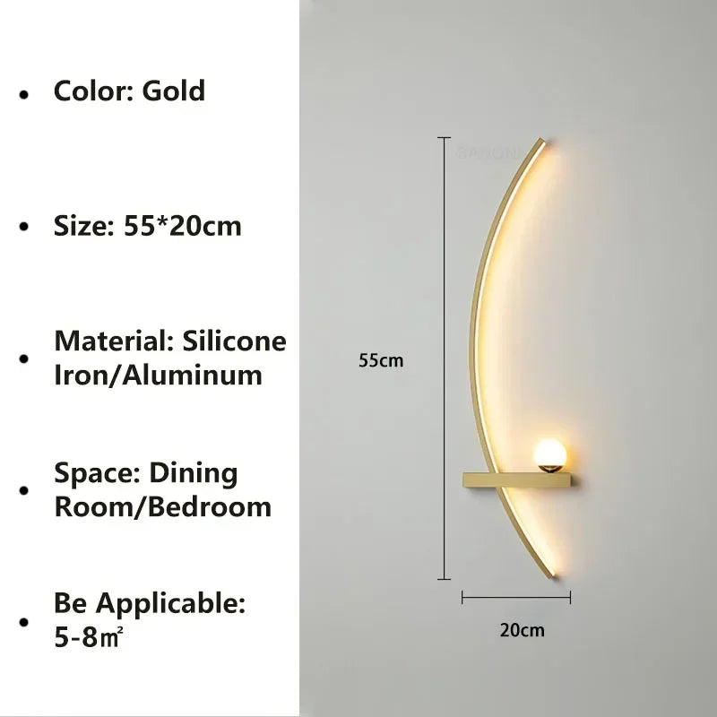 Aplique de Pared LED Moderno de Tiras - Lámpara Sconce Minimalista para Cabecera, Estudio y Escaleras