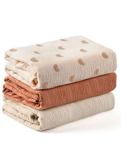 Set de 3 Mantas de Muselina Suave y Transpirable - Envoltura para Recién Nacidos (Swaddle Blankets)