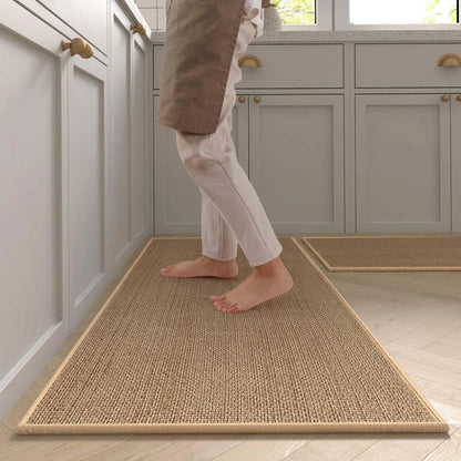 Alfombra de Cocina de Sisal Sintético (Lavable) - Camino de Goma Natural Antideslizante