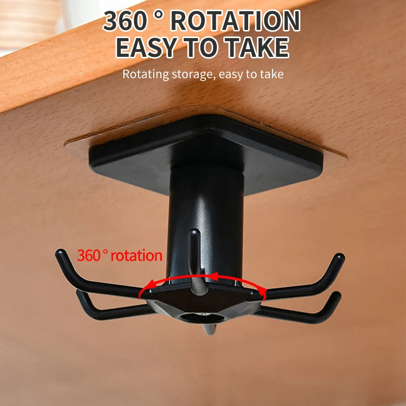 Colgador Giratorio de Cocina sin Taladro | Estante de Pared con Ganchos para Utensilios y Accesorios de Cocina