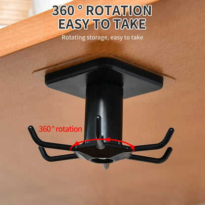 Colgador Giratorio de Cocina sin Taladro | Estante de Pared con Ganchos para Utensilios y Accesorios de Cocina