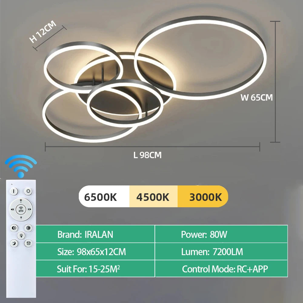 Lámpara de Techo LED Moderna Regulable con Mando | Plafón Minimalista 1-6 Cabezales Salón y Estudio - Casarae