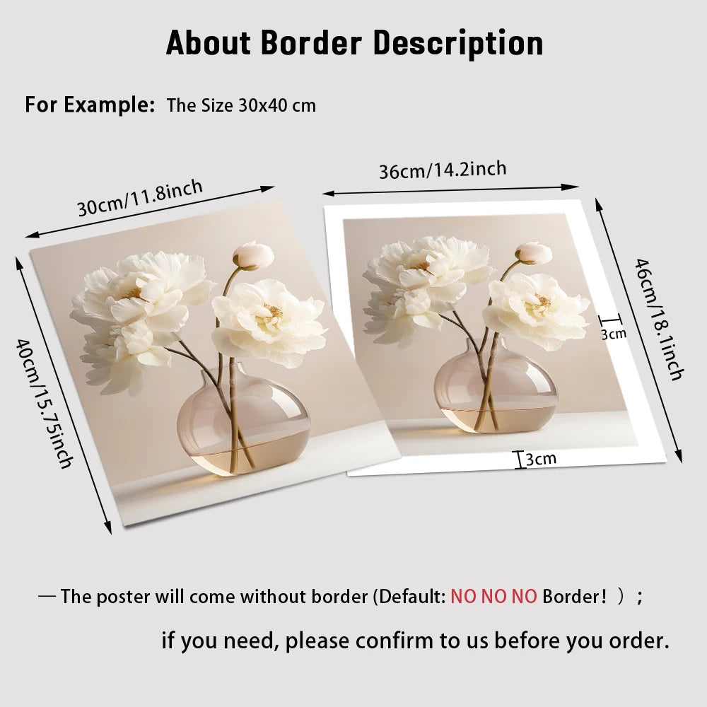 Set de Lienzos (1/3 pzs) con Flores de Peonía Beige - Arte Botánico Moderno Nórdico