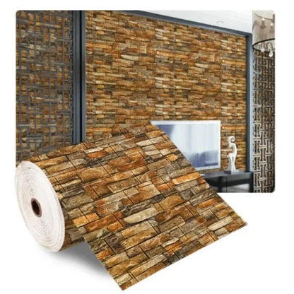 Pegatinas de Pared 3D de Espuma Suave (70cm x 2m) - Panel Autoadhesivo de Ladrillo Anticolisión, Aislante de Ruido para el Hogar