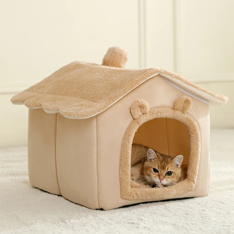 Casa Cueva Plegable para Mascotas (Extraíble y Lavable) - Sofá y Refugio Interior para Gatos y Perros Pequeños