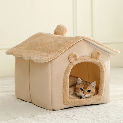 Casa Cueva Plegable para Mascotas (Extraíble y Lavable) - Sofá y Refugio Interior para Gatos y Perros Pequeños