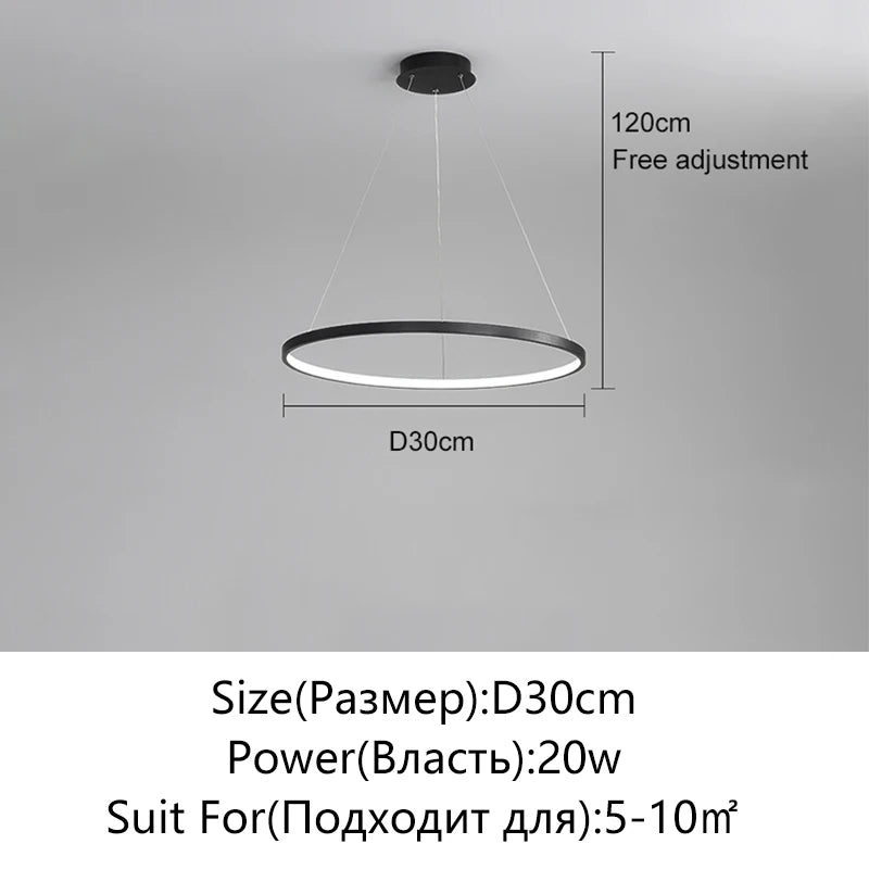 Lámpara Colgante LED Moderna de Diseño Circular | Lámpara de Techo Minimalista para Salón y Comedor - Casarae