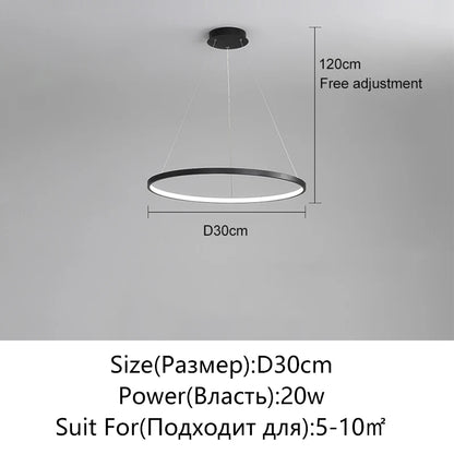 Lámpara Colgante LED Moderna de Diseño Circular | Lámpara de Techo Minimalista para Salón y Comedor - Casarae