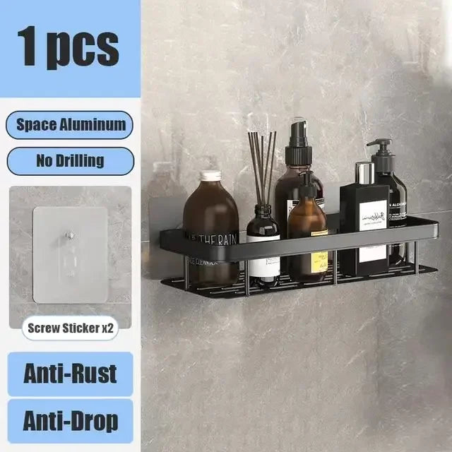 Estante Esquinero de Aluminio para Baño y Ducha | Organizador de Pared sin Taladro para Champú | Soporte Antioxidante Multiusos