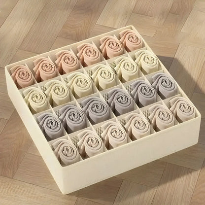 Organizador de Cajones Plegable para Ropa Interior y Calcetines | Caja de Tela Reforzada para Armario y Cómoda (32x32x10cm)