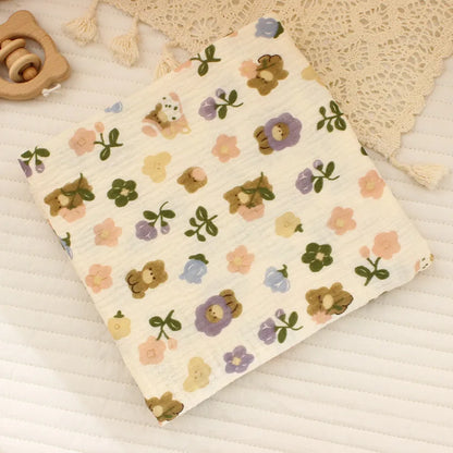 Manta de Muselina de Algodón (Estampado Cartoon) - Envoltura Suave y Transpirable para Bebé