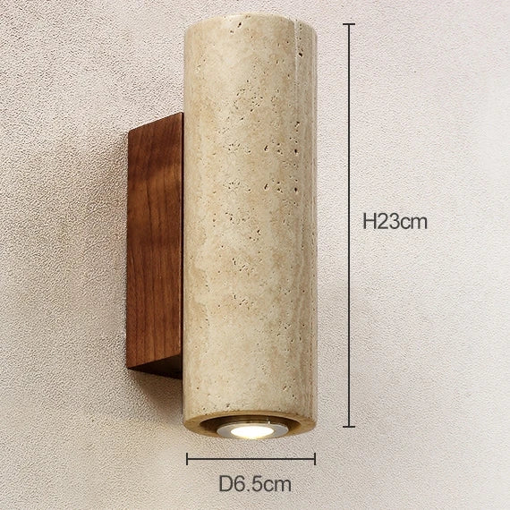 Aplique de Pared de Lujo (Travertino y Madera) - Sconce E27 con Diseño de Iluminación Simple o Doble para Salón y Dormitorio