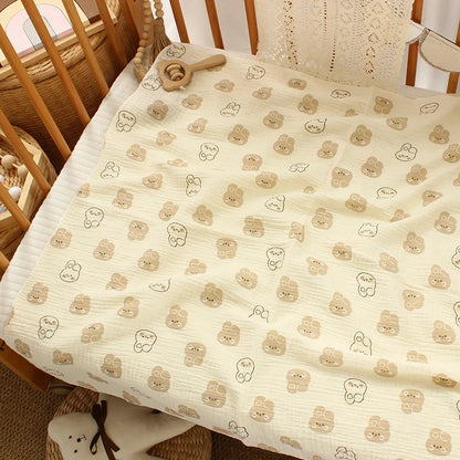 Manta de Muselina de Algodón (Estampado Cartoon) - Envoltura Suave y Transpirable para Bebé