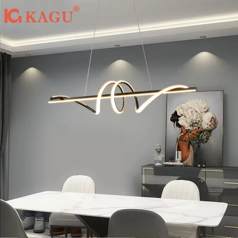 Lámpara Colgante LED Moderna y Minimalista | Lámpara de Suspensión Lineal para Mesa de Comedor, Cocina y Oficina | Iluminación LED Regulable con Mando