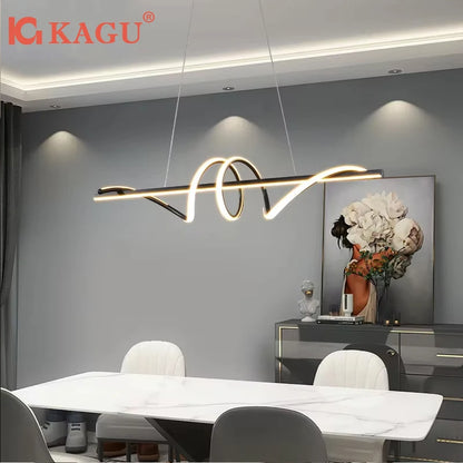 Lámpara Colgante LED Moderna y Minimalista | Lámpara de Suspensión Lineal para Mesa de Comedor, Cocina y Oficina | Iluminación LED Regulable con Mando