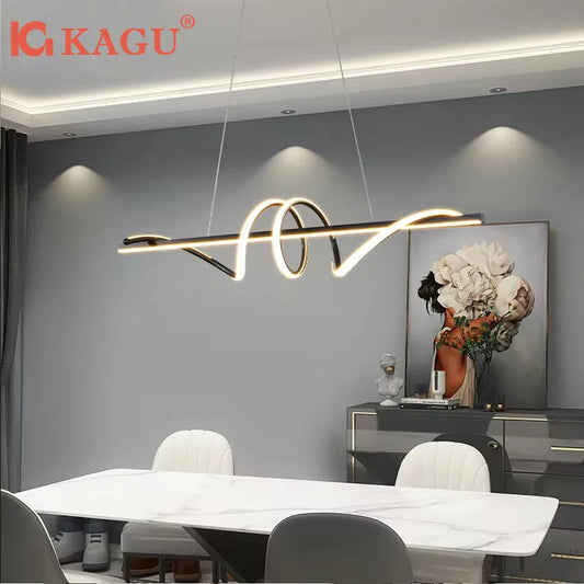 Lámpara Colgante LED Moderna y Minimalista | Lámpara de Suspensión Lineal para Mesa de Comedor, Cocina y Oficina | Iluminación LED Regulable con Mando