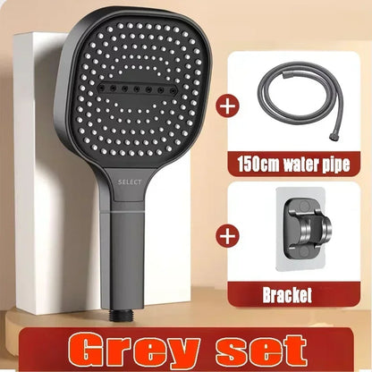 Cabezal de Ducha de Panel Grande (13 cm) - Alta Presión Ajustable de 3 Modos con Boquillas Autolimpiantes, Ideal para Baja Presión de Agua