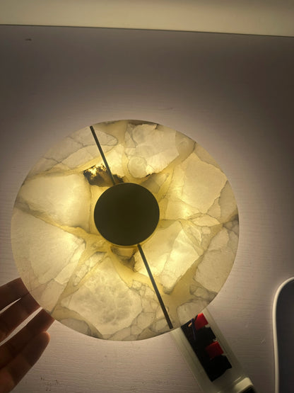 Lámpara de Pared de Mármol de Lujo LUMA | Aplique de Alabastro Natural de Diseño Creativo | Iluminación de Pared para Dormitorio, Salón y Pasillos