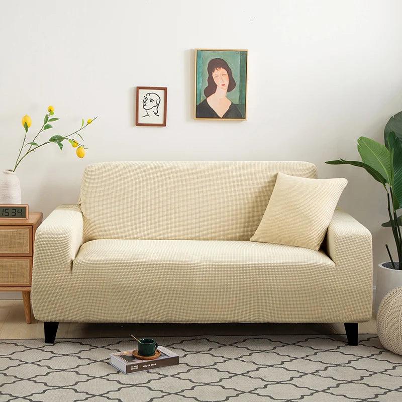 Funda de Sofá Elástica de Jacquard para Salón | Cubre Sofá Ajustable de 1 a 4 Plazas y Forma de L | Protector Universal de Muebles Lavable