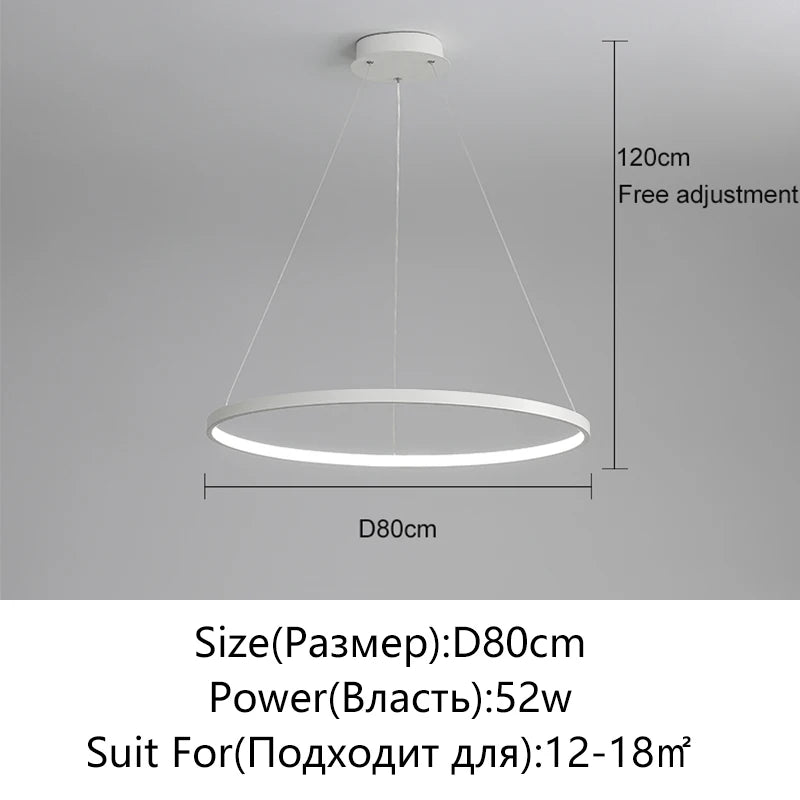 Lámpara Colgante LED Moderna de Diseño Circular | Lámpara de Techo Minimalista para Salón y Comedor - Casarae
