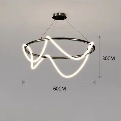 Lámpara Colgante LED Lineal Nórdica | Manguera Flexible | Chandelier Dorado Minimalista Regulable - Casarae