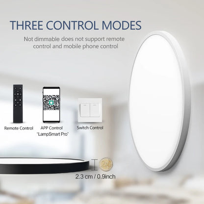 Lámpara de Techo LED Inteligente de 50cm y 48W | Control por APP y Mando a Distancia Regulable | Plafón Moderno para Dormitorio y Salón 110/220V