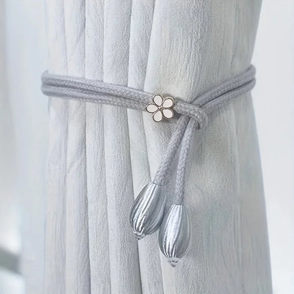 Set de 2 Abrazaderas de Cortina Ajustables con Hebilla Floral