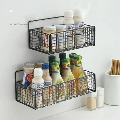 Estante de Baño Autoadhesivo sin Taladro | Organizador de Pared de Hierro para Ducha y Cocina | Soporte Multiusos Negro/Blanco