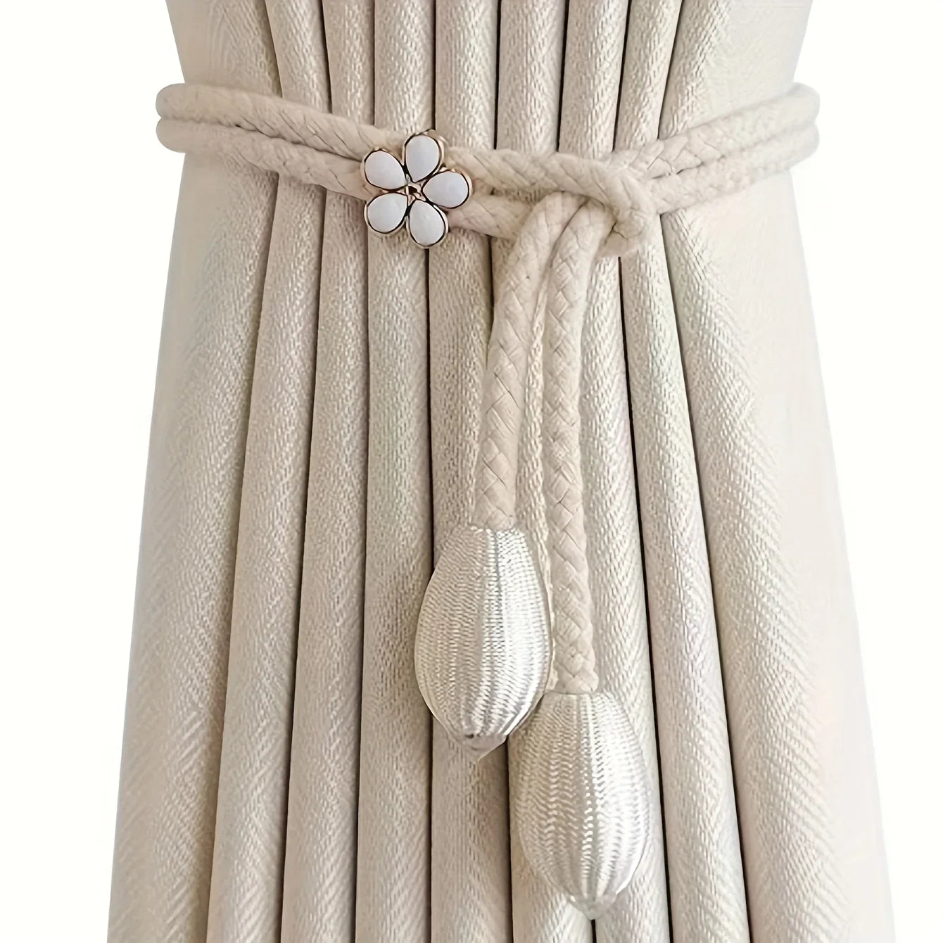 Set de 2 Abrazaderas de Cortina Ajustables con Hebilla Floral