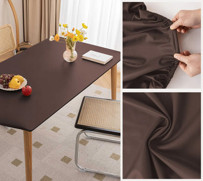Mantel de Cuero Elástico Ajustable Impermeable y Antimanchas | Cubierta Protectora de Mesa "Full Package" Lavable | Mantel de Piel Sintética para Comedor y Mesa de Café