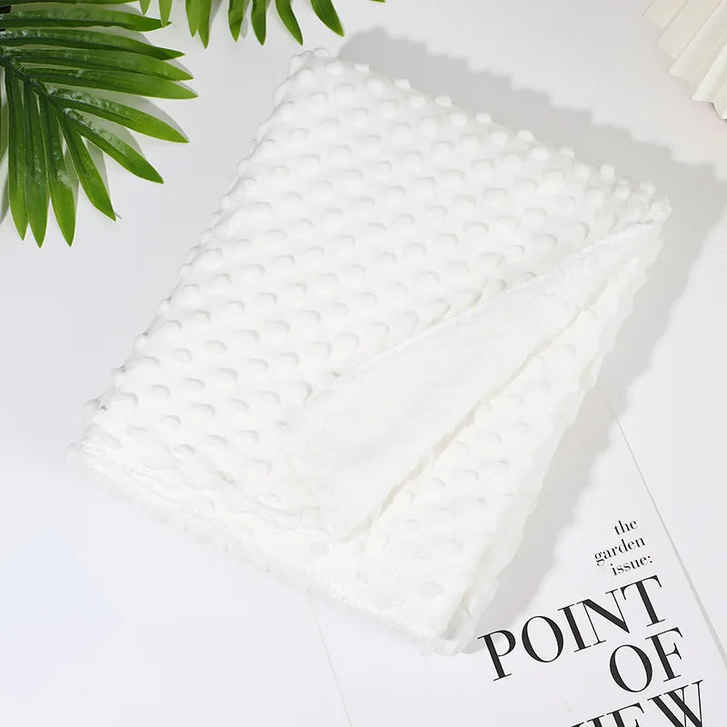 Manta de Bebé Minky de Doble Capa (Terciopelo de Cristal y Puntos) - Súper Suave y Universal