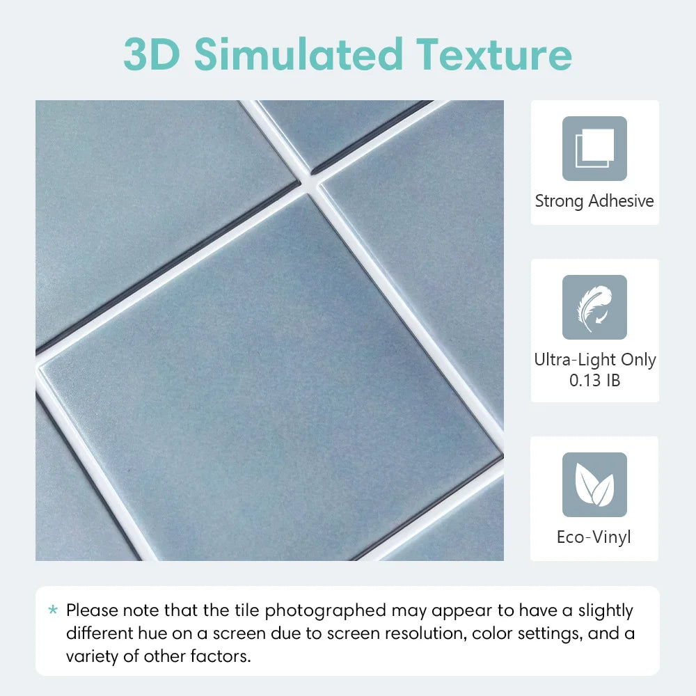 Azulejos Decorativos 3D Autoadhesivos de PVC (30x30cm) - Paneles "Pelar y Pegar" con Textura en Relieve, Resistentes al Agua y al Calor