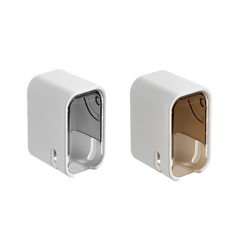 Set de 2 Soportes de Cepillo de Dientes de Pared con Tapa Abatible (Antipolvo)