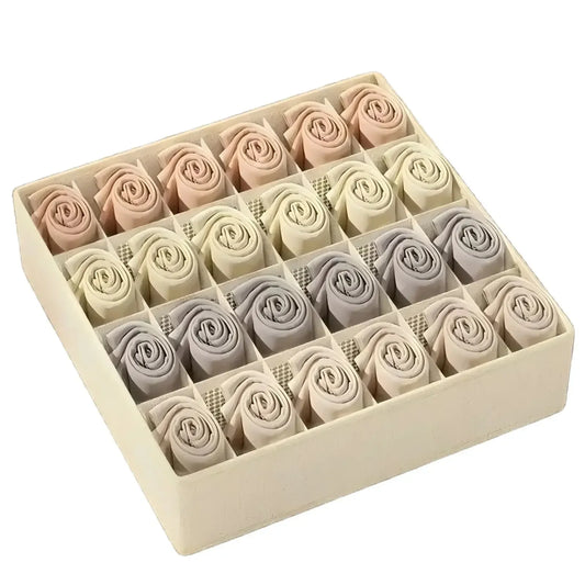 Organizador de Cajones Plegable para Ropa Interior y Calcetines | Caja de Tela Reforzada para Armario y Cómoda (32x32x10cm)