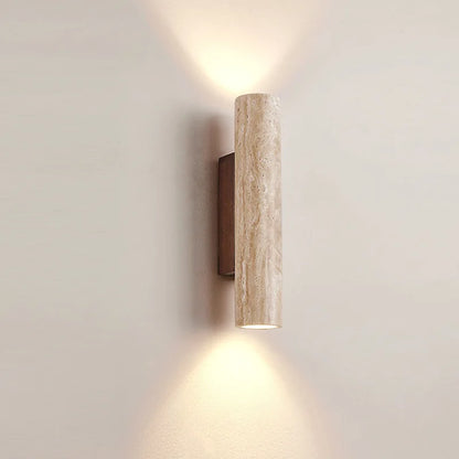 Aplique de Pared de Lujo (Travertino y Madera) - Sconce E27 con Diseño de Iluminación Simple o Doble para Salón y Dormitorio
