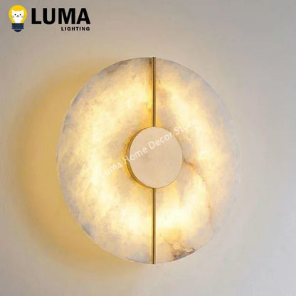 Lámpara de Pared de Mármol de Lujo LUMA | Aplique de Alabastro Natural de Diseño Creativo | Iluminación de Pared para Dormitorio, Salón y Pasillos