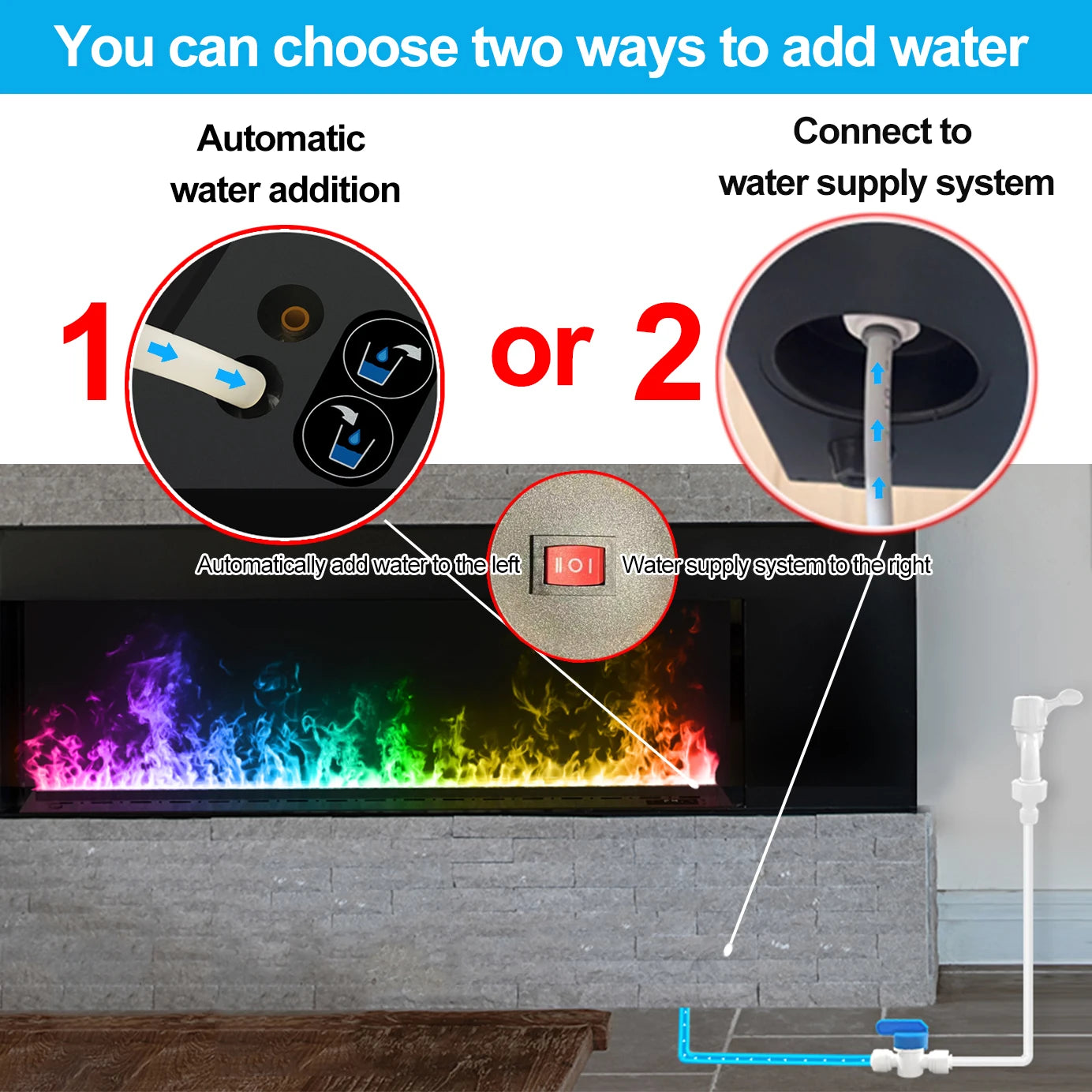 Chimenea Eléctrica 3D de Vapor de Agua con Efecto Llama LED | Humidificador Decorativo con Sonido de Leña Crujiente | Chimenea Inteligente Humo Frío