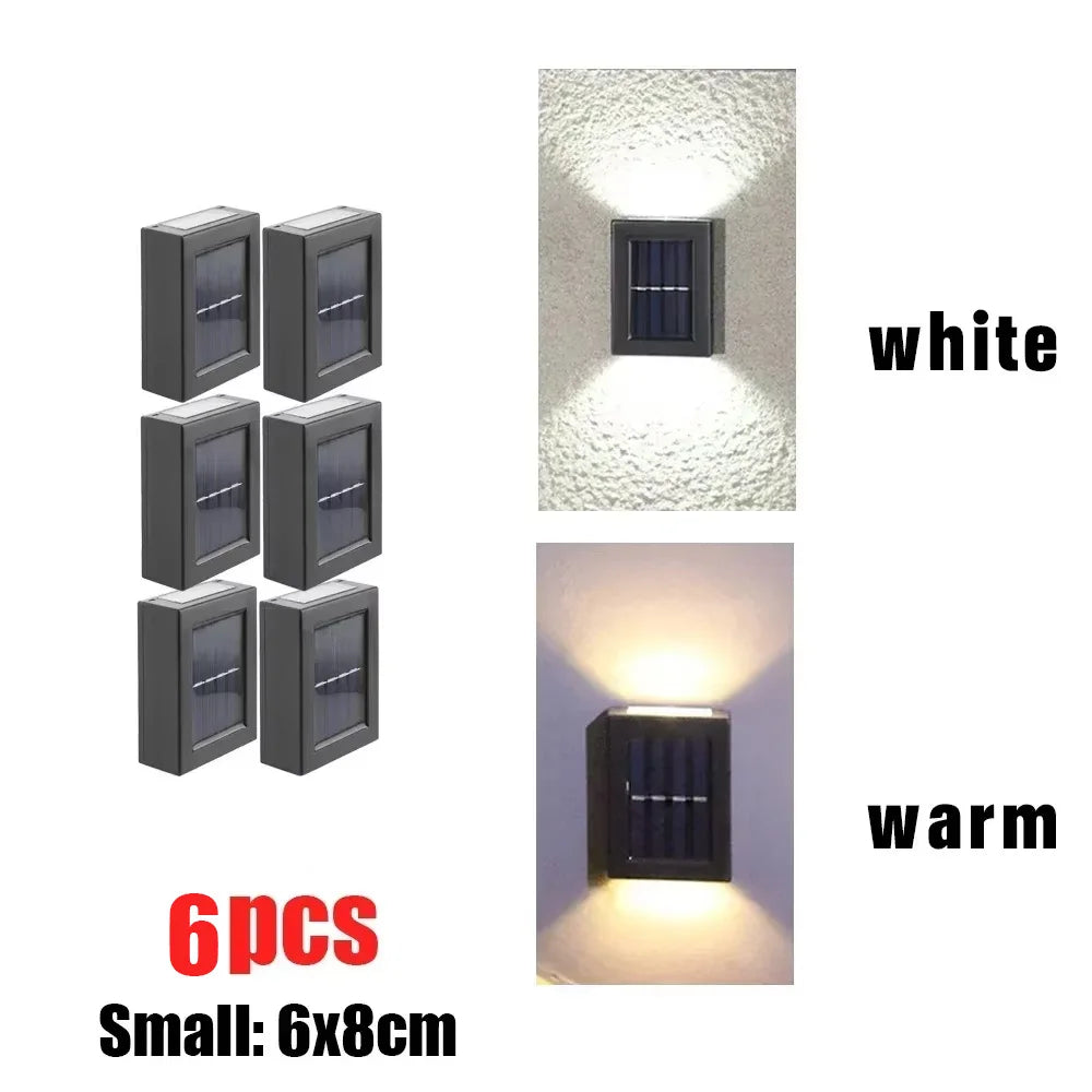 Aplique Solar de Pared (Efecto Arriba y Abajo) - Luz LED Decorativa Impermeable para Jardín, Balcón y Cercas