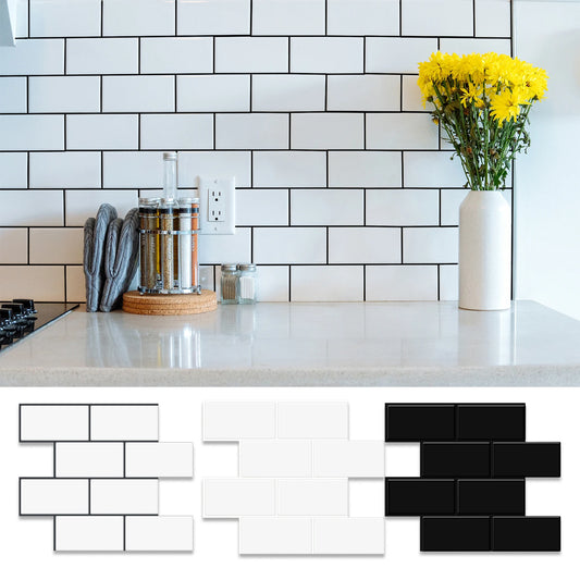 Set 10 Azulejos Adhesivos 3D Efecto Ladrillo | Backsplash Impermeable y Calórico - Casarae