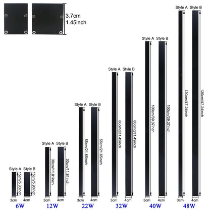 Lámpara de Pared LED de Tira Larga (IP65 Impermeable) - Iluminación Exterior Moderna para Jardín y Fachada