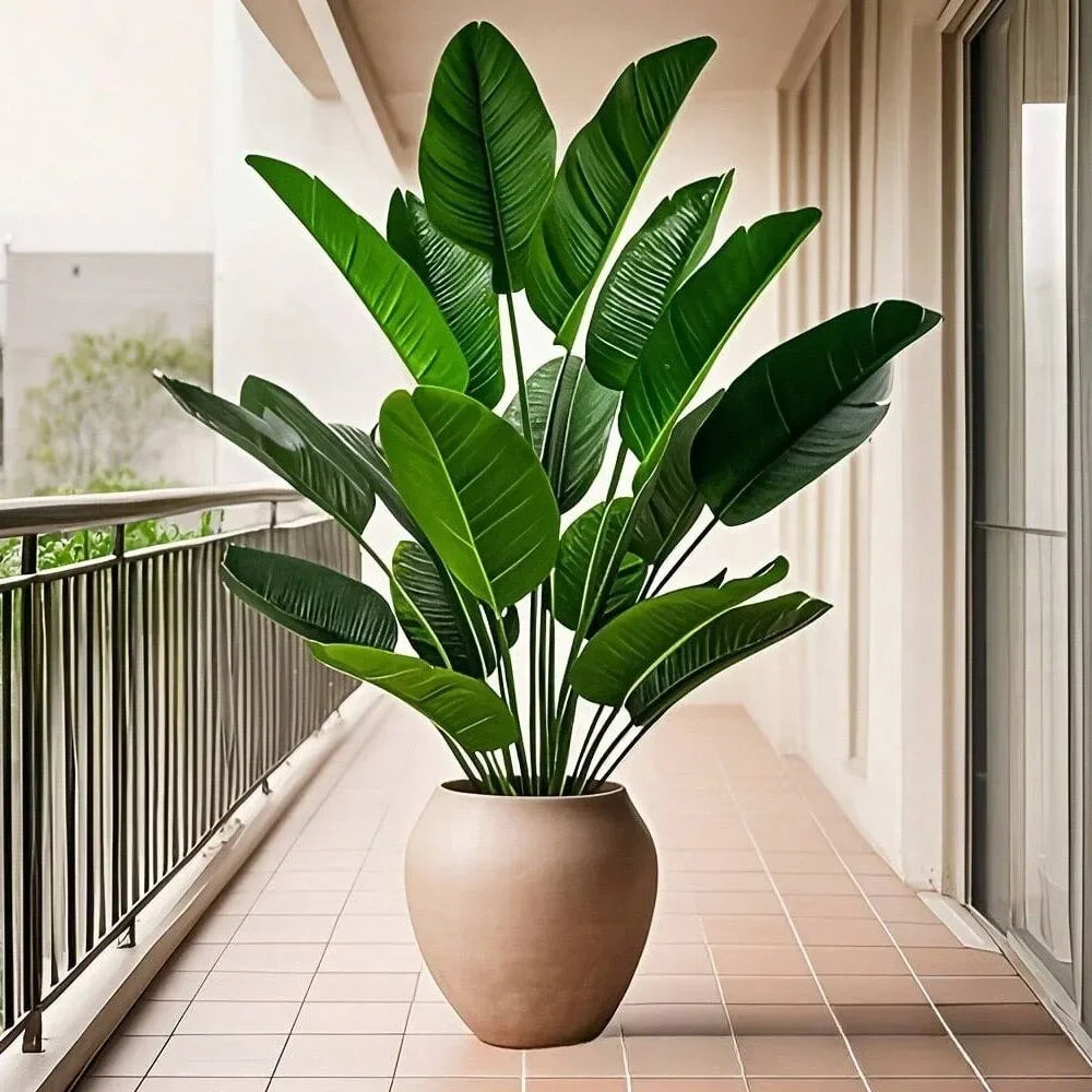 Planta Artificial Tropical de 18 Hojas | Árbol de Palmera o Bananero Fake de 82cm | Decoración Real Touch para Salón, Jardín y Eventos
