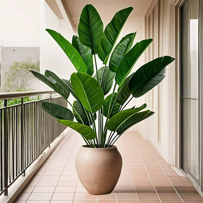 Planta Artificial Tropical de 18 Hojas | Árbol de Palmera o Bananero Fake de 82cm | Decoración Real Touch para Salón, Jardín y Eventos